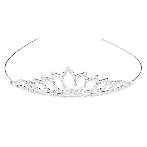 Bridal Bridesmaid Tiara Lotus Flower Crystal Crown Wedding Prom Headband